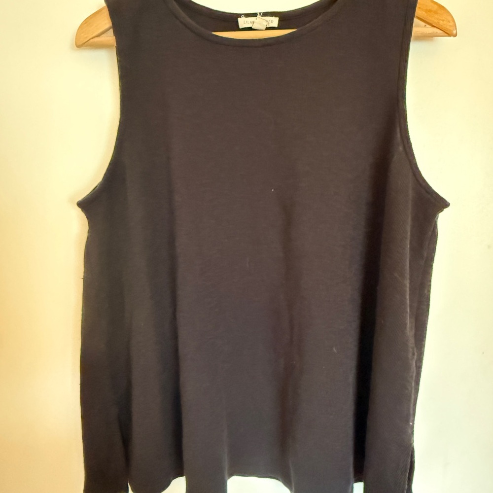 Eileen Fisher Organic Cotton Tank Top Size L Black Minimalist